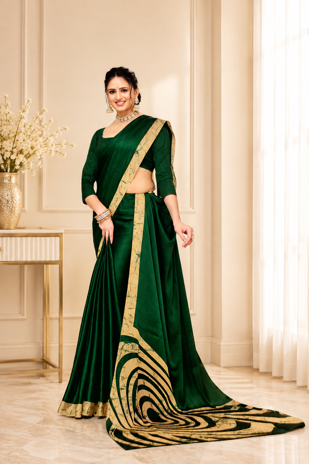 SEMI MODAL SILK ( BOTTLE GREEN)