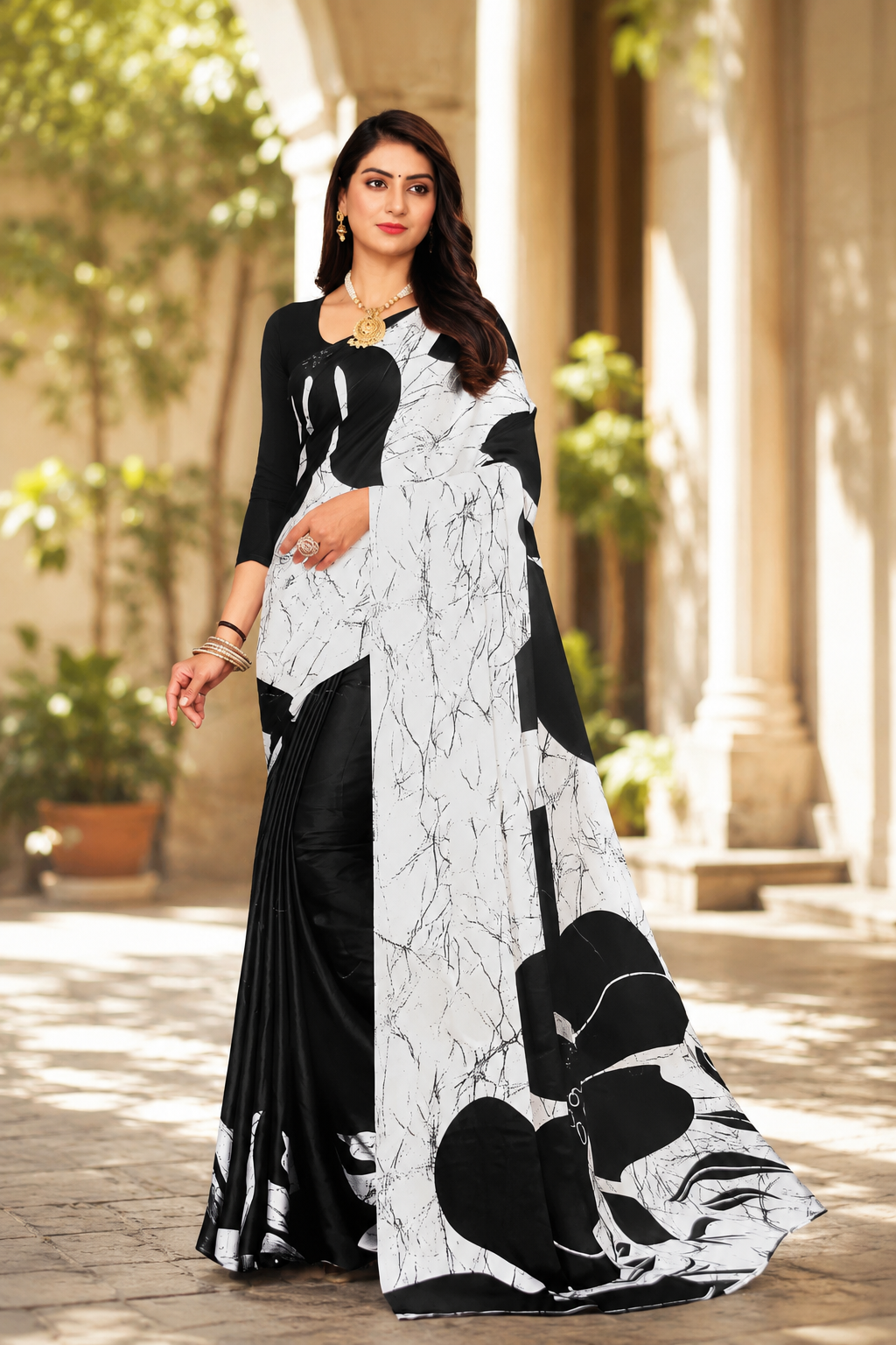 SEMI MODAL SILK ( BLACK AND WHITE)