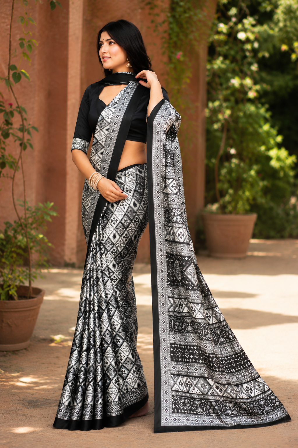 SEMI MODAL SILK WITH BLACK AND WHITE